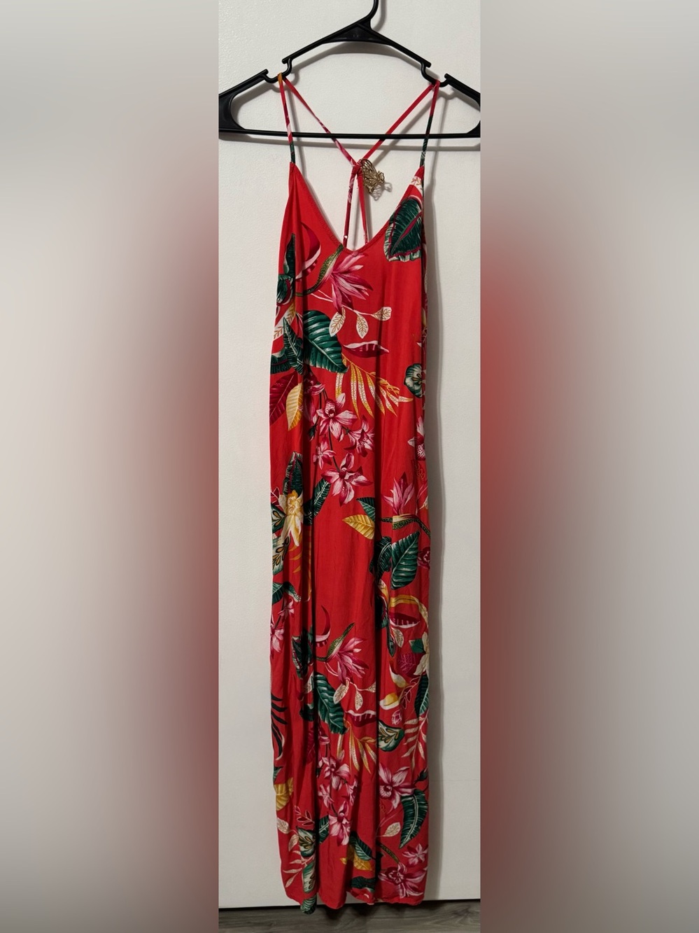 Old Navy Red Tropical Floral Maxi Skirt